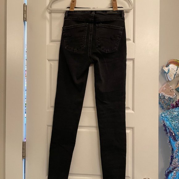 American Eagle Dream High Waisted Jegging, Black Denim | Size: 000 Regular Used - Picture 7 of 12